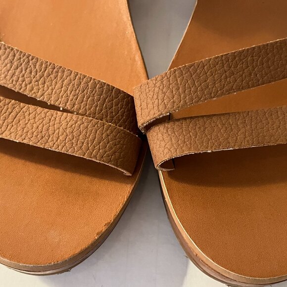 LUCKY BRAND Brown Leather "Hecilia" Ankle Strap Wedge Sandals Women's Size 8.5M - Picture 5 of 12